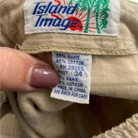 Vintage Island Image Khaki tie beach shorts‎ 34W - Picture 6 of 6